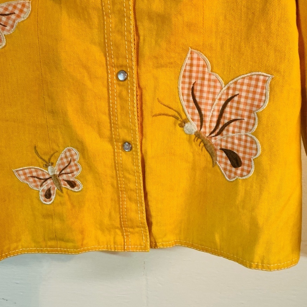 Vintage 1970’s Dotti Didit Festival Butterfly Embroidered Yellow Denim Jacket - Picture 4 of 13